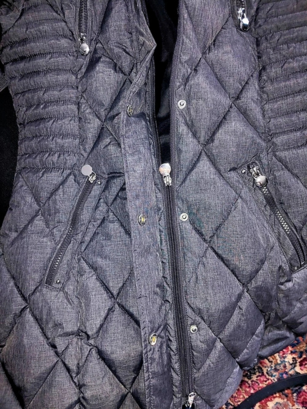 Quilted Puffer Jacket in Black Like New